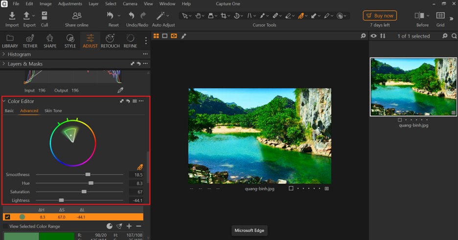 Sử dụng Basic Color Editor