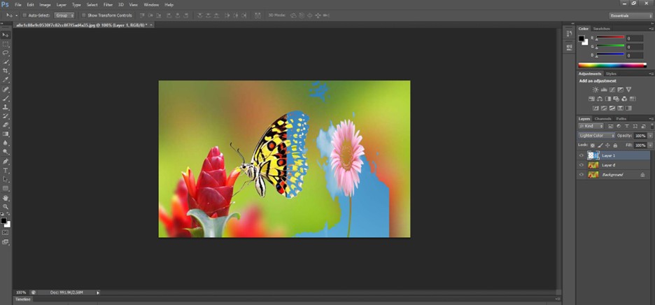 chế độ Lighten khoang thứ ba của bảng chế độ Blending trong Photoshop